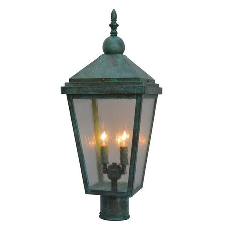 Arroyo Craftsman 9" Lancaster Post Mount, Veridgris Patina, Clear Seedy Glass LAP-9CS-VP/RC